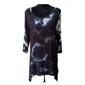 Olivia Sky Dress Womens Medium Tye Dye Navy Blue White Boho Grunge